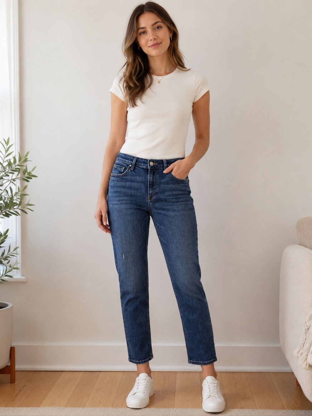 Sonoma Lifestyle Straight Leg Cropped Med Wash Stretch Denim Jeans | Size 10